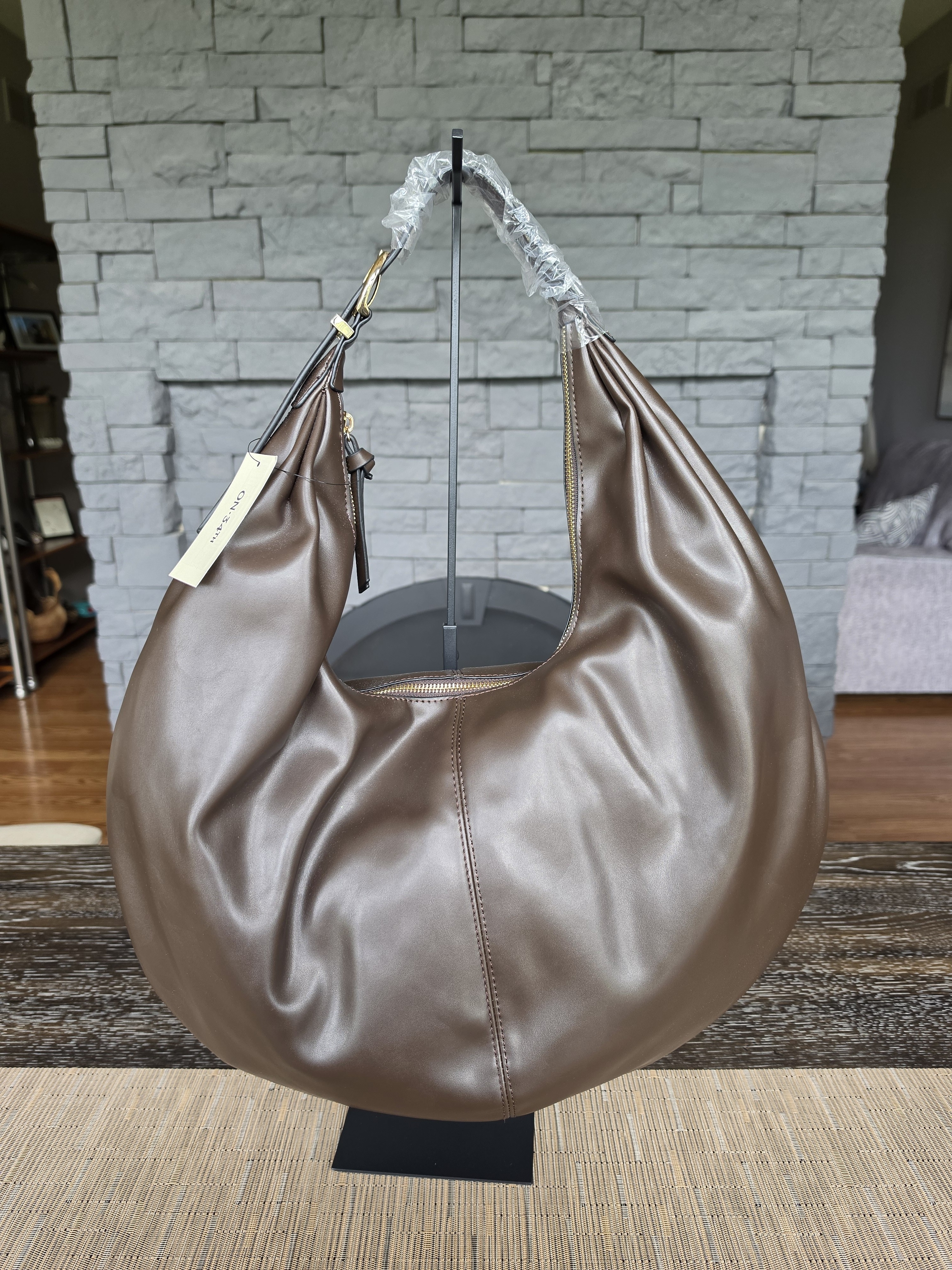 On 34th Joenii Large Chocolate Brown Hobo Shoulder Bag